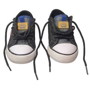 Levis Stan Buck Sneakers Black Royal Denim Logo Casual Shoes Kids Size 7